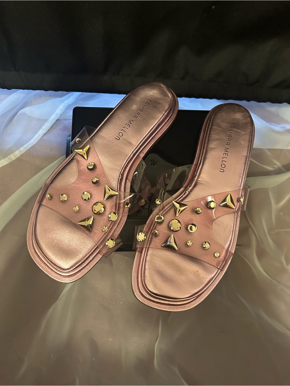 Tamara Mellon soft pink slides size 39